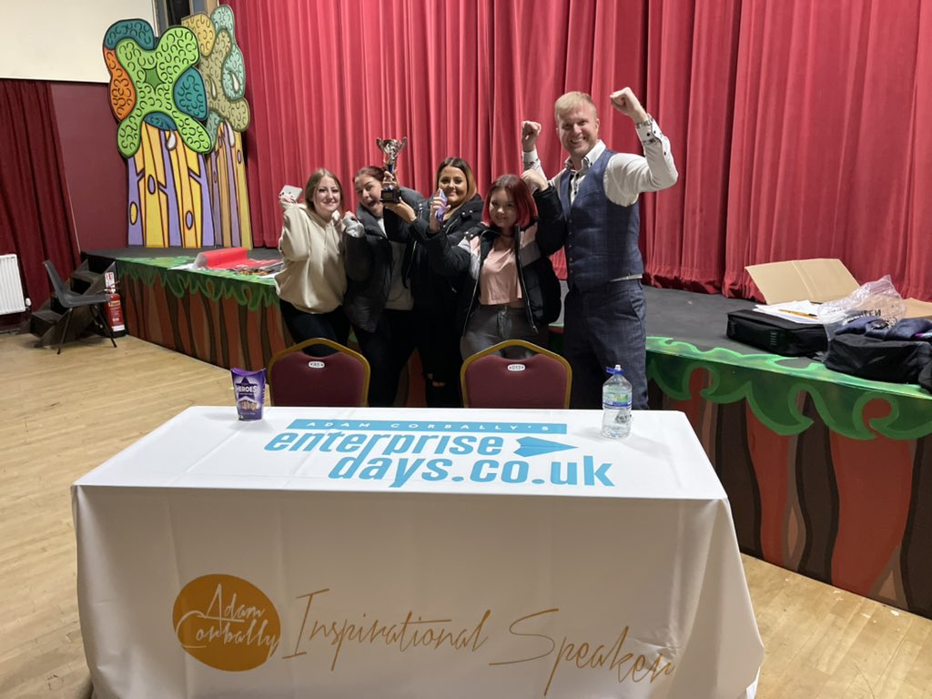 TheAdamCorbally's tweet image. Amazing day today with some amazing people! Love seeing the next generation of entrepreneurs take part in my Enterprise Challenge and these guys absolutely smashed it! Well done guys, my pleasure to work with today! #enterprisedays #motivationalspeaker #motivation