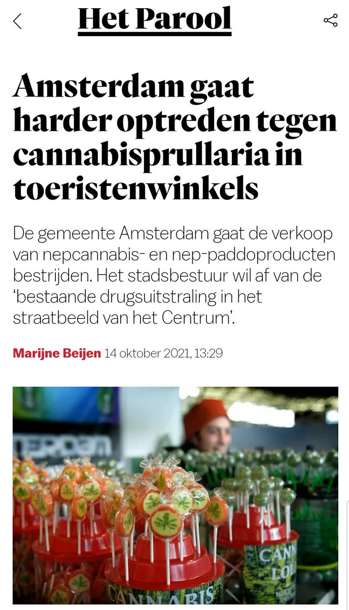 Door die lolies uit de handel te halen zal de bestaande drugsuitstraling in het straatbeeld van Amsterdam wel snel verdwijnen ja... 🤣🤣🤣🤣
#Vertrutting