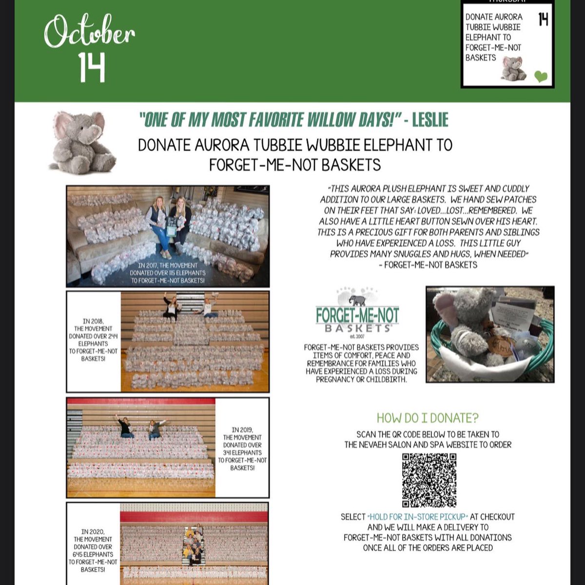 🐘💚 It’s Elephant Day!! 💚🐘 

Click this link to place your order ...

secure-booker.com/nevaehsalonspa…

He has also made it available if you are local to purchase the elephant at Off the Beaten Path Gift Shop here in Minerva!

#LetsStartAMovement
#BeLikeTheWillow
#BeKindToOneAnother