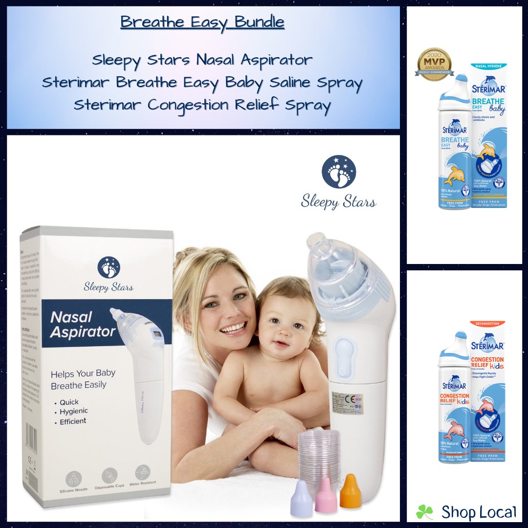 _Sians's tweet photo. We have a fab new product in The Sleepy Stars Store. If you have a baby with a blocked nose or congestion this will help gently. The Sleepy Stars Nasal Aspirator is currently on sale &amp; is also available in a bundle with the saline solution. More info here https://t.co/IvWn5TQmIF https://t.co/8oQdIKZHXq
