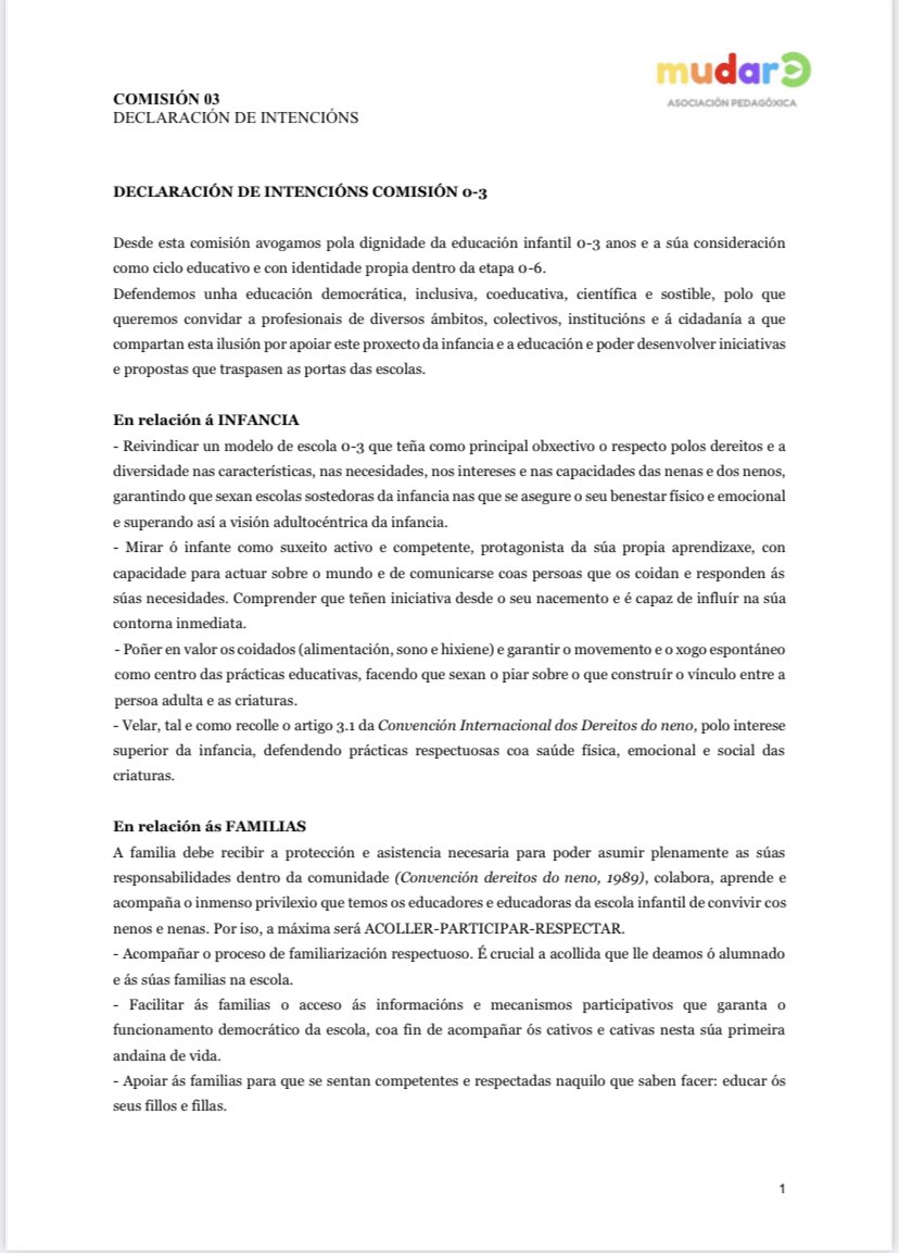 mudareAP's tweet photo. Declaración de intencións da Comisión 0-3 de Mudare https://t.co/eohMk6lnEt