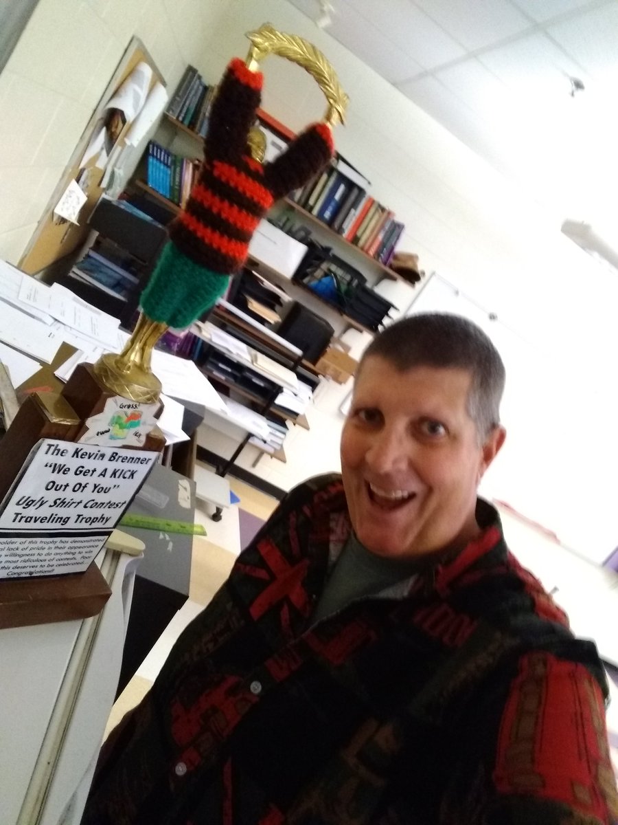 SteveRickstrom's tweet photo. The trophy found its wsy home!! #CHSUglyShirtThursday https://t.co/dBmyRwyhcf