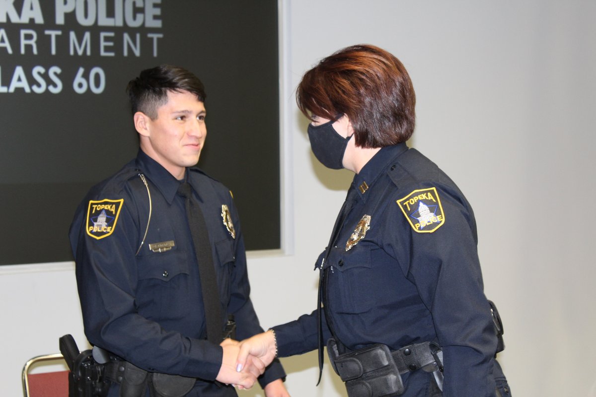 Topeka_Police's tweet image. It is with great honor that we present to you the graduates of #TPDClass60. Today, we celebrate them earning the right to wear the TPD badge. Tomorrow, and for their rest of their careers, they will earn the right to keep it. Congratulations and thank you to these new officers.