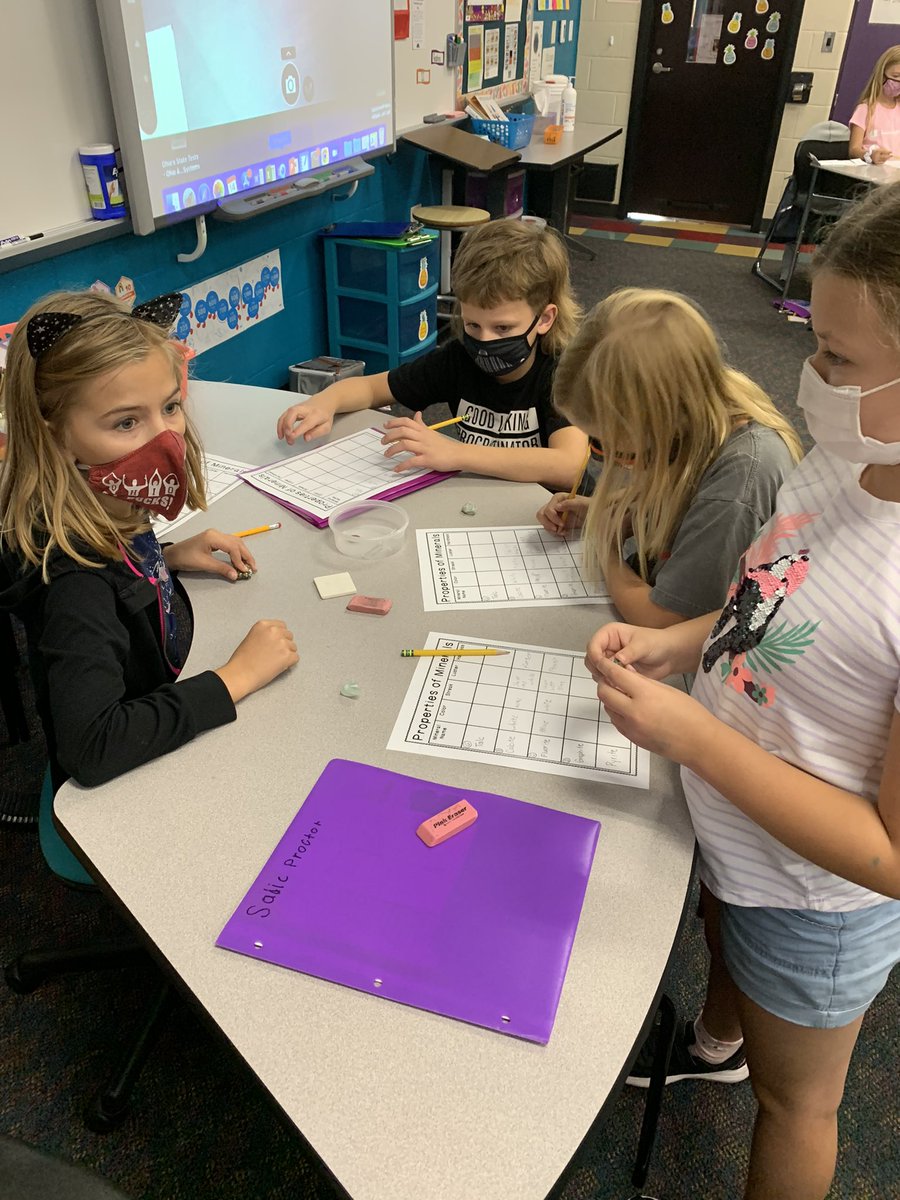 We are studying properties of rocks and minerals. Today our 3rd grade scientists explored the properties of 5 different minerals. #OESbest #OtsegoKnights #science #seeger