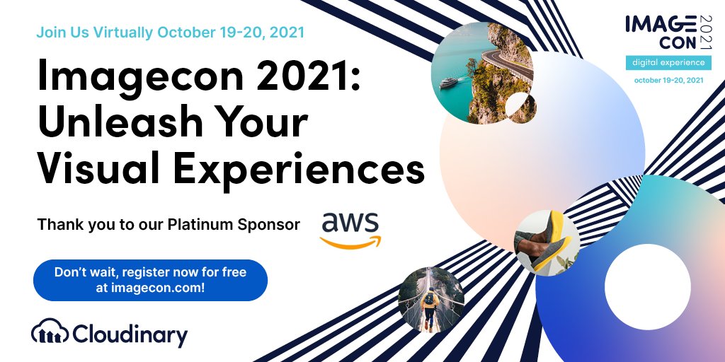 cloudinary's tweet photo. We can't wait to host you all for #ImageCon21 next week!

The stories, speakers and insights we have lined up are our best yet, thanks to sponsors like @AWS_Partners. 

Sign up today if you haven't already! 

https://t.co/4fI4Px44dU https://t.co/9Iu1Q1wzQb