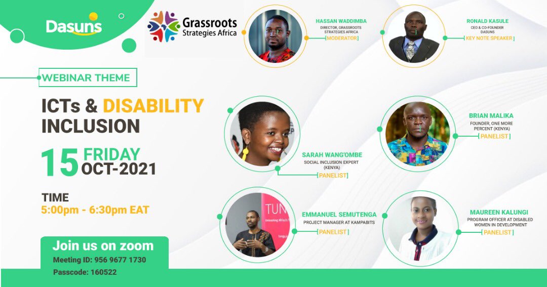 Dasuns5's tweet photo. In the second session of our #Webinar series, #Dasuns and #Grassroots Strategies Africa bring you more interesting panelists. It is happening this Friday, 15th October 2021 from 05:00 to 6:30 PM EAT. https://t.co/rTK8hWM0qG