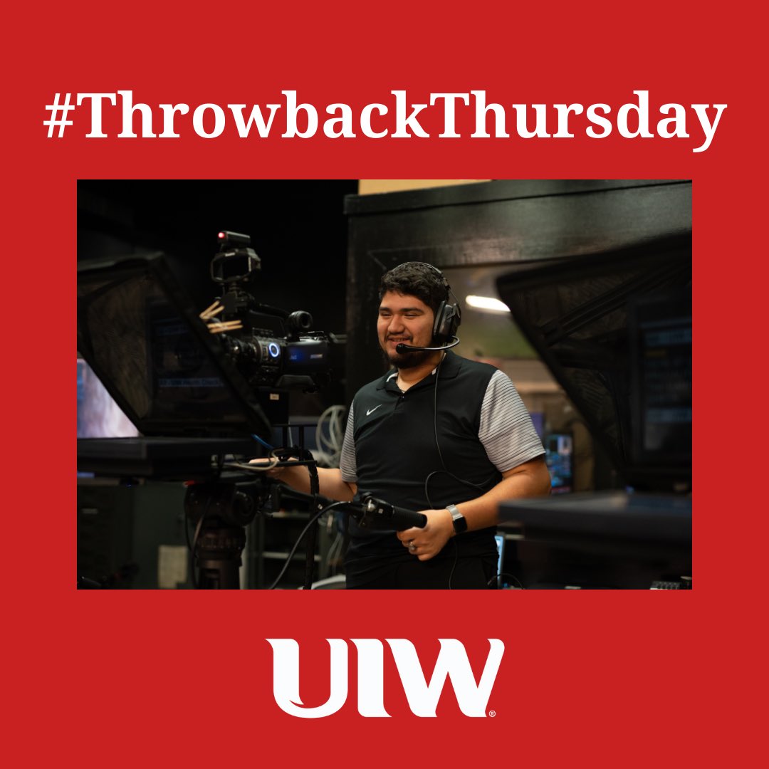 uiw_comm's tweet photo. #ThrowbackThursday: Here’s a photo of COMM ARTS student Antonio Bocanegra II working the studio cameras of UIWtv. 🎥
Fun fact: Antonio now serves as Operations Director for UIWtv. #UIWCOMM https://t.co/PQzJrl4ydY