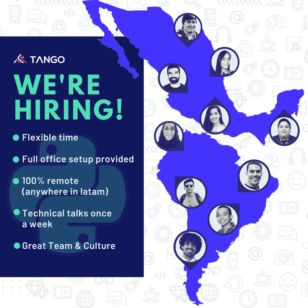 tango_io's tweet photo. ๐ขTango is #hiring #PythonDevs for an immediate opening!๐ข
Apply today! https://t.co/B9uNlxSDOX
#remoteteam #workremote #latamhiring #remoteteams #remotehiring #remotedevs #latam #latinamerica #latamjobs #pythondevs #python #flaskframework #reactjs #django #healthcare #webdev https://t.co/BItxS99t5a