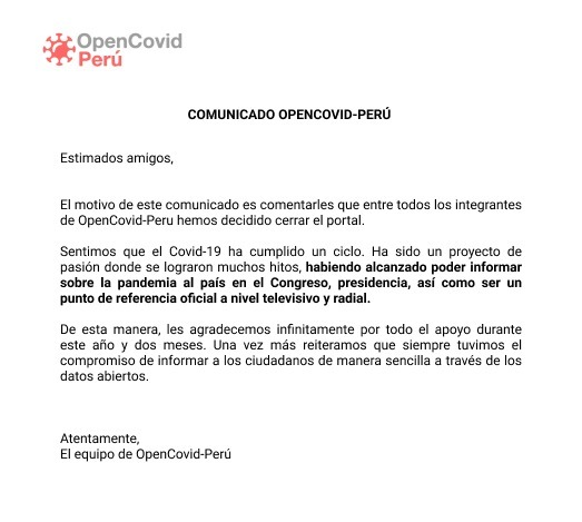 📰 Estimados todos, este es nuestro último comunicado desde nuestra cuenta oficial. Gracias a todos los que apoyaron este sueño.