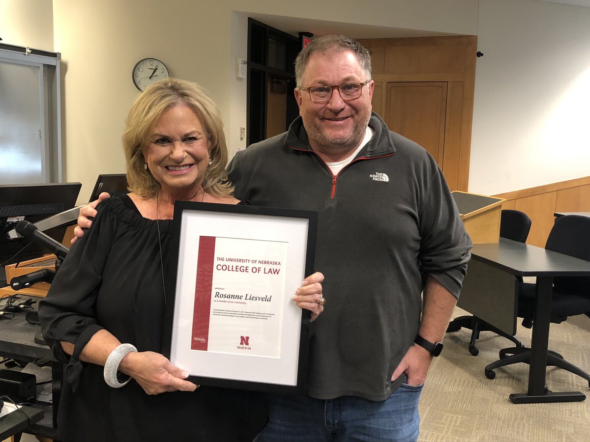 UNLCollegeofLaw's tweet photo. Thank you to alumnus @JackMitchellLNK, ’03, for joining us today for a conversation on strengths and using your natural talents. And,  Happy Birthday to our strengths consultant (and Jack’s mom) @Roseliesveld! #NELaw https://t.co/hnX2ojr7mM
