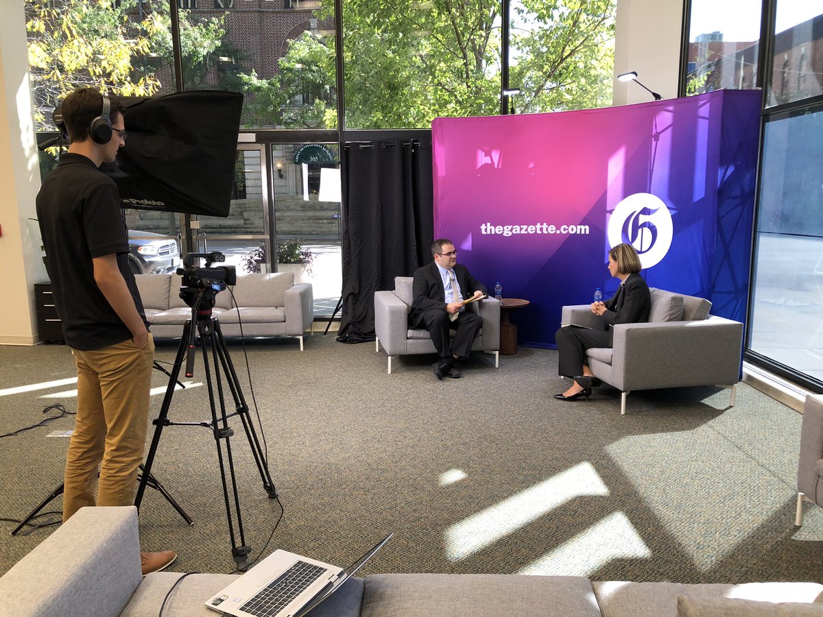 Iowa Gov. <a href="/KimReynoldsIA/">Kim Reynolds</a> is at The Gazette offices today for a live <a href="/iowaideas/">Iowa Ideas</a> session. You can still register for free at iowaideas.com