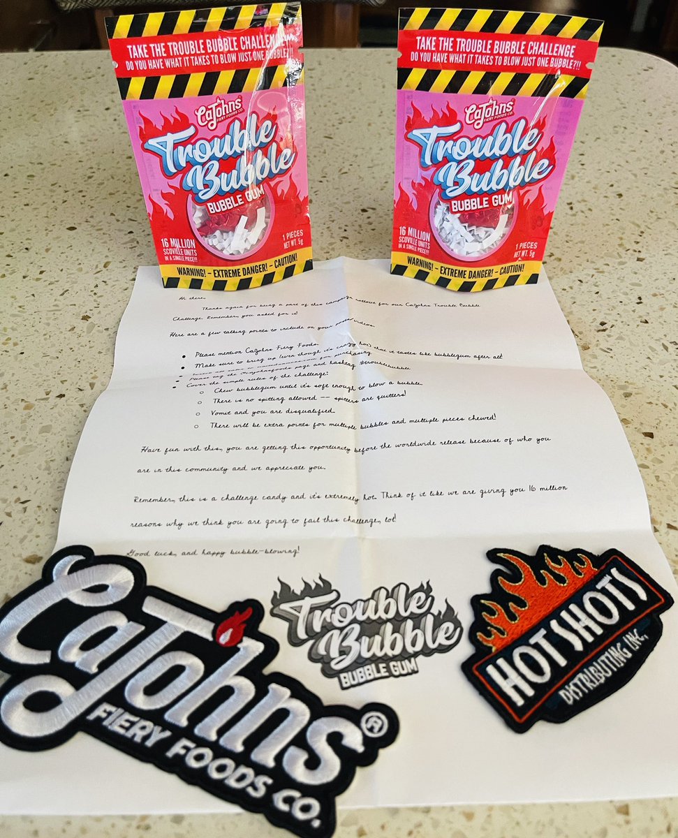 tastingtheheat's tweet photo. Oh boy! 😱😱😱.The  #trublebubble challenge has found its way to me. How should I do this challenge?  You tell me!  @cajohnsfoods @unitedsauces #hotshots @pepperboy143 #helpme #ohno #thiswillhurt #trublebubblegum #fireinthehole https://t.co/TJBrXgDbj9