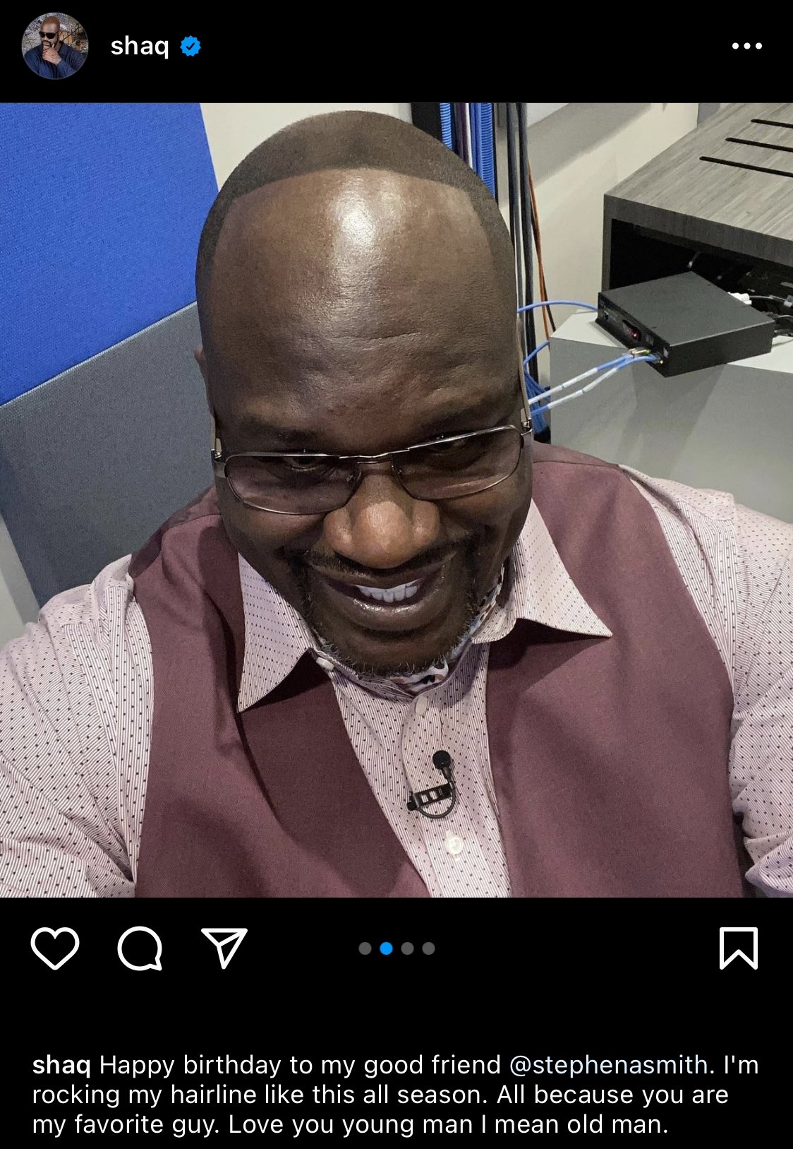 Shaq wishing Stephen A. Smith a happy birthday. 