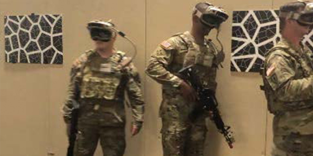 #FollowFriday: CSM Michael Crosby, Senior Enlisted leader of Army Futures Command, visiting with members of the Integrated Virtual Augmentation System (IVAS) and Squad Immersive Virtual Trainer (SIVT) team at the Soldier Integration Facility on 28 July 2021. [📷: @armyfutures]