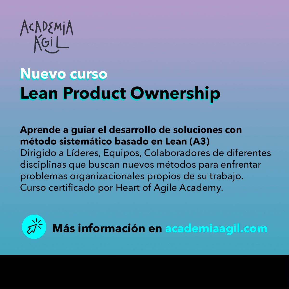 Aprende cómo guiar el desarrollo de soluciones en tu organización por medio del método #Lean, con nuestro curso Lean Product Ownership! 
📆 Este 19 y 26 de octubre y 2, 9 y 16 de noviembre 

🤓 buff.ly/3mFSZUQ
#LPO