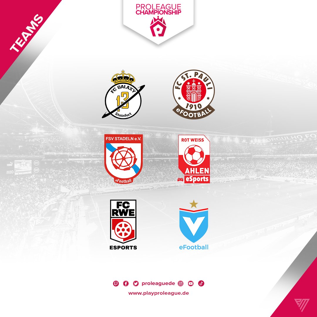 🇩🇪⚽#Playstation
🎮Nachdem wir  gestern die neue Saison eingeleitet haben, stellen wir euch nun die Teams vor, welche an der Champions Chip teilnehmen werden.
#proleaguede
◾️ Partner und Sponsoren◾️
➖ LR Health &amp; Beauty
➖ TeamSpeak