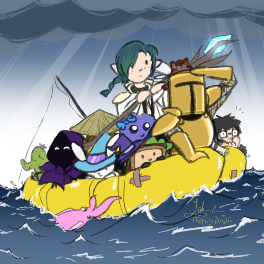 TheHighPaladin's tweet photo. The crew have set sail!! This was really fun to clean up and colour on stream, thank you to all the sweet crusaders who joined me! \[T]/ <3 #art https://t.co/JZ47xUBblN