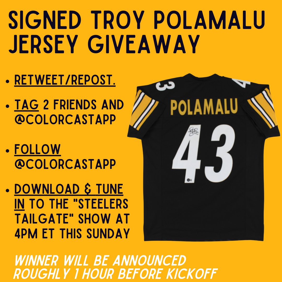 High_Low_Sports's tweet image. We'll be live on @Colorcastapp, on location, all afternoon leading up to the Sunday Night #Steelers #Seahawks game! Come join us as we team up with @GridGalleryPod and @SNStryker to give away a Signed Polamalu jersey! Follow this post to enter! #HereWeGo @SteeIerNation