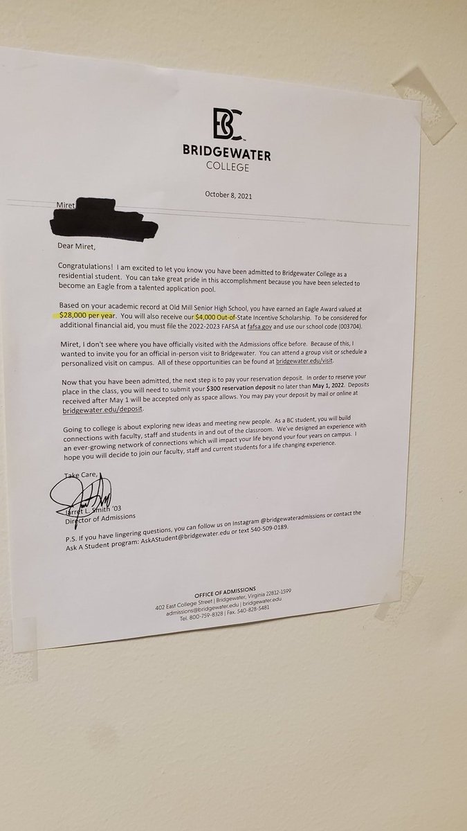 Our first letter for Class of 22