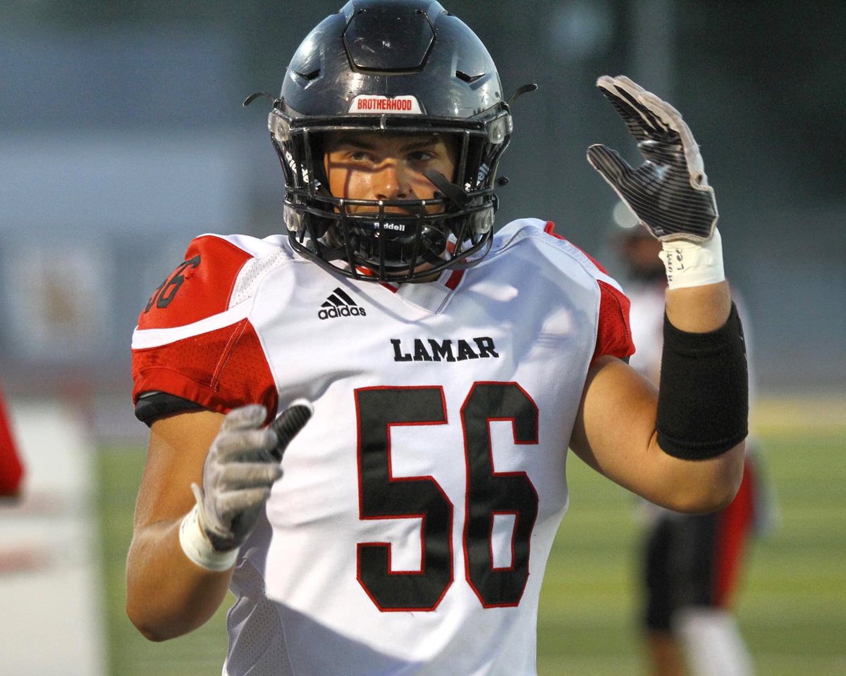 LamarTigersFB's tweet photo. Our Senior of the Week is Stetson Wiss! Stetson is #56 for the Tigers! He plays on the O-Line and is a Defensive End for the Tigers! 

Plans after Graduation?
“I plan on attending a junior college and continuing to judge livestock.” 

#BrotherhoodStrong 🐅🏈 https://t.co/xKvrnj500L