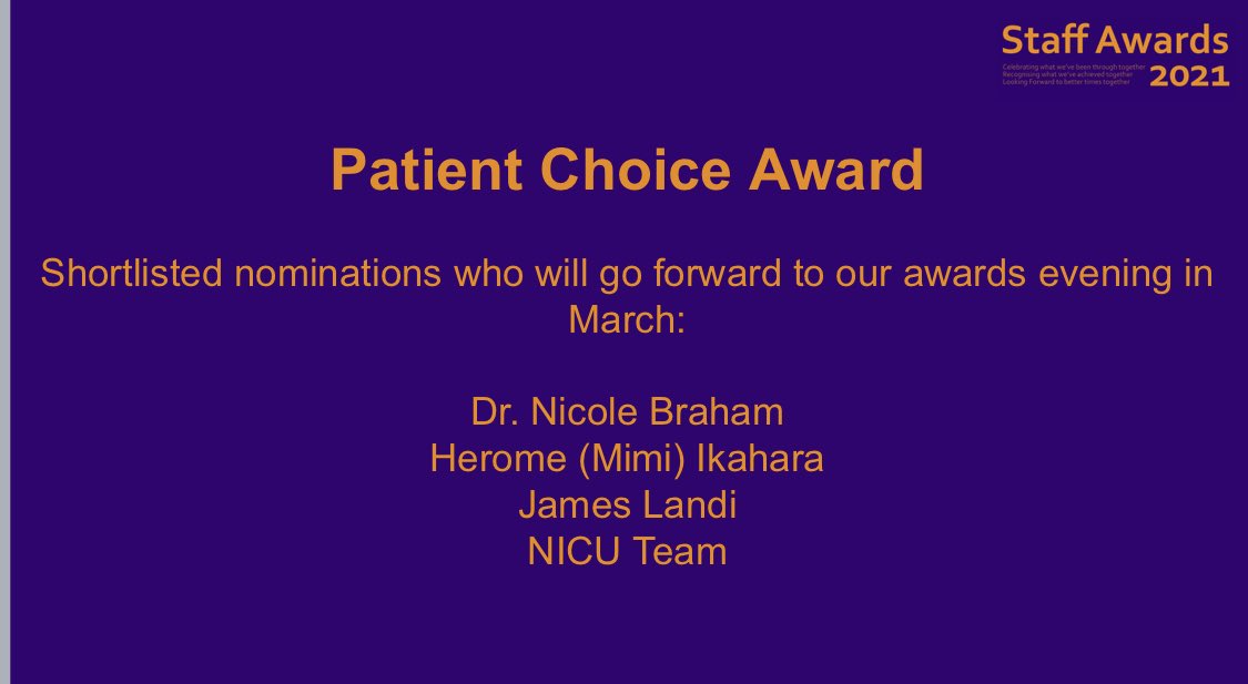Congratulations to our finalists in the very special Patient Choice Category - all the nominees in this category were nominated by grateful patients!
#WhitStaffAwards