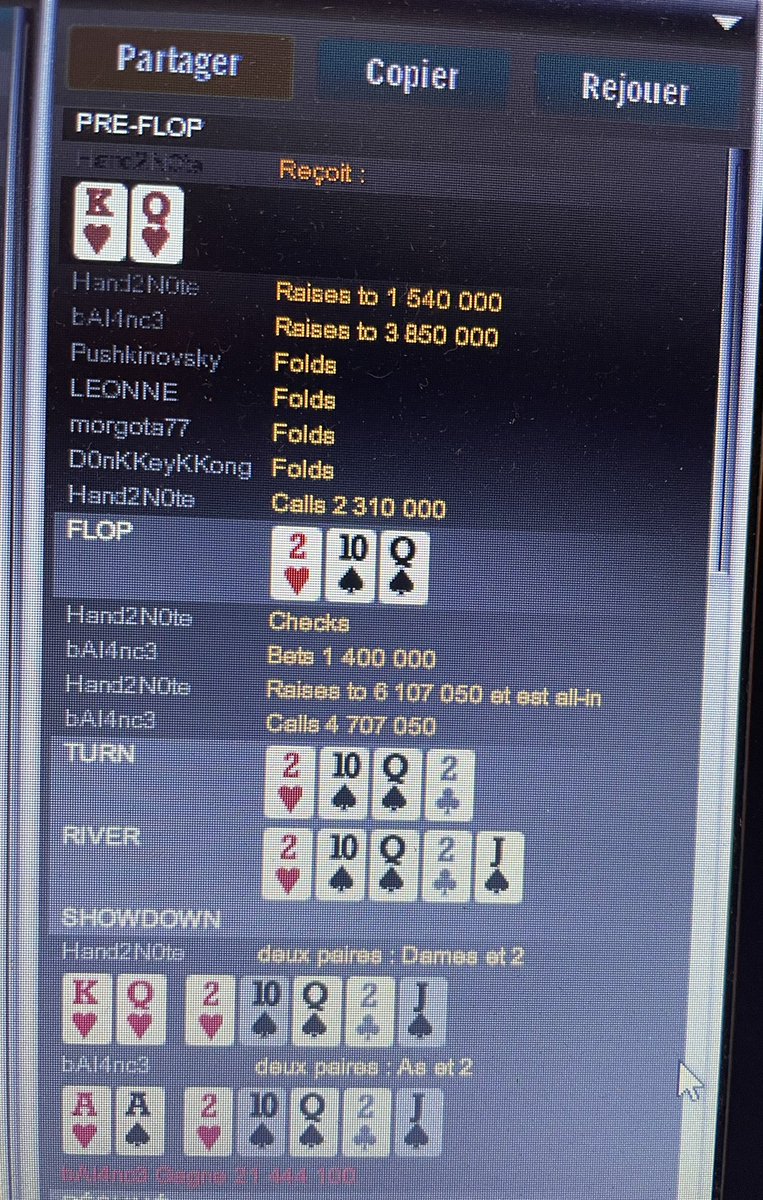 Lawizzzz's tweet photo. Pas de One Time…

Je sors les armes à la main sur un set up où jai rien à me reproché j peux rien faire d’autre au flop, j’étais shortstack avec 14BB au départ du coup.

Finis 38ème sur 52 141 😳
Mais j passe à côté des gros billets 😭
J’aurai bien vibré

#2MillionWeek @Winamax https://t.co/jiCdihavEp