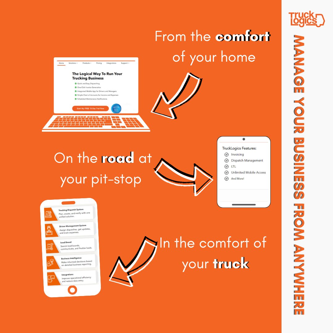 TruckLogics's tweet photo. TruckLogics can be accessed absolutely ANYWHERE! 🗺️🌐

Want to manage your business from the comfort of your home? 🏡
Tired of manually entering your trucking information? 📝
Need to simplify your IFTA reporting? ⛽

With TruckLogics you can do all that + MORE! 

#TruckDriv ... https://t.co/e67ZPAtUHb