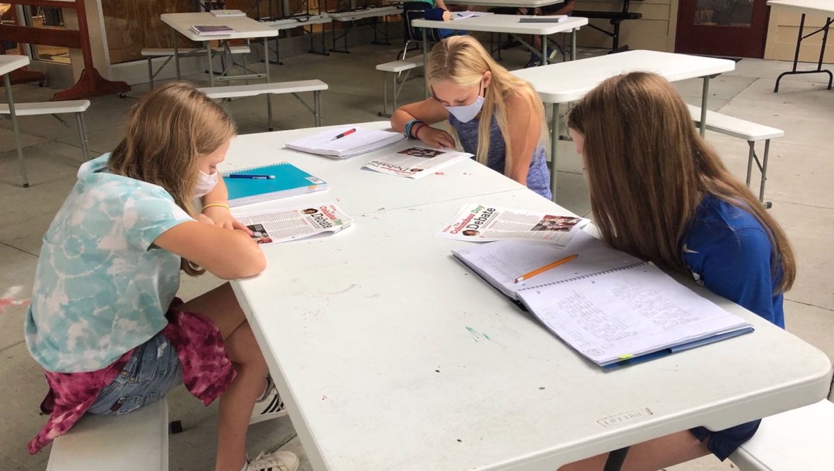 DukeSchool1's tweet photo. Throughout the week, DS 5th graders gathered evidence and analyzed the debate around celebrations of Indigenous Peoples' Day and Columbus Day in the United States. By close reading articles from various perspectives, they learned more about the history of both holidays. #OnlyAtDS https://t.co/cluA61rueN