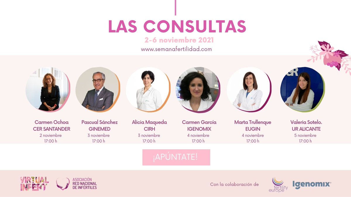 ¿Tú también tienes algunas preguntas que no te dejan dormir?

En nuestra #VirtualInfert2021 tenemos nuestras consultas privadas donde podrás verte a solas durante diez minutos con el especialista elegido.

🔹Reserva tu plaza gratis: forms.gle/XLYutk15b1Hh5r…

#infertilpandy