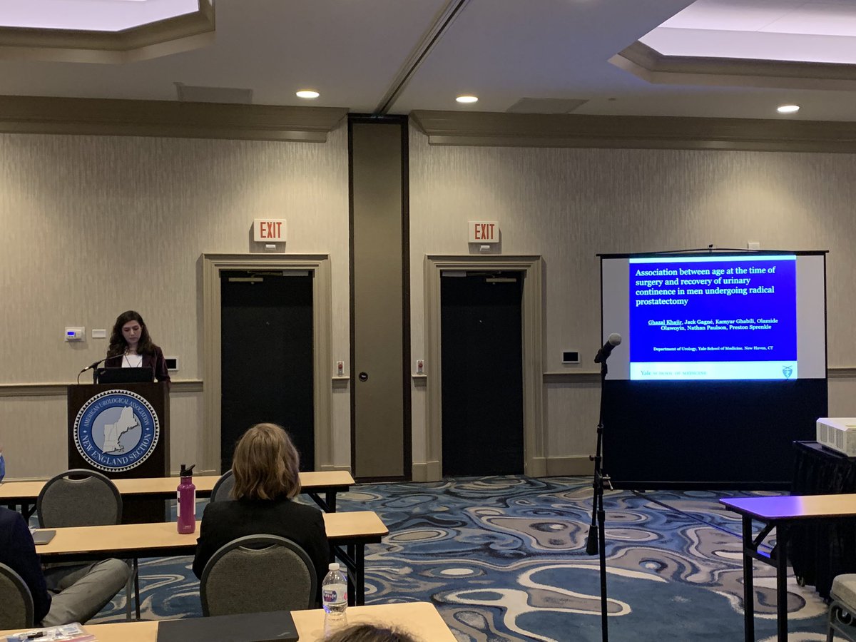 kghabili's tweet photo. Proud of my wife, Ghazal Khajir @GhazalKhajir, presenting patient-driven characteristics associated with recovery of urinary continence after radical prostatectomy. #NEAUA2021 @Yale_Urology @NathanPaulsonMD @dr_sprenkle #vaccinated https://t.co/kUtjDnXRj4