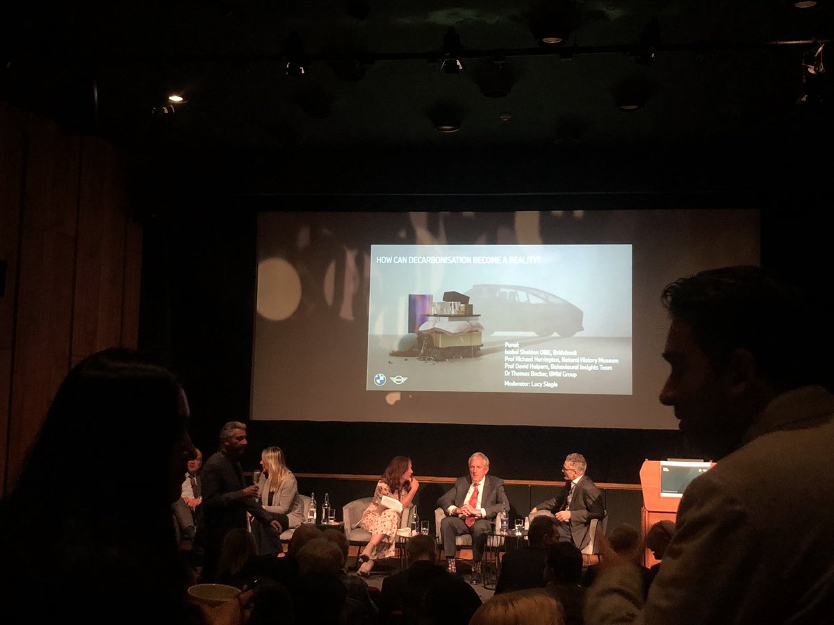 DrResources's tweet photo. First evening event for 18 months, at the @NHM_London being hosted by @bmw & representing @CircularEClub -How can carbonisation become a reality - panel discussion hosted by @lucysiegle with speakers #LucySheldon #RichardHerrington #davidhalpern and #Thomasbecker #climatechange https://t.co/Furm680g28