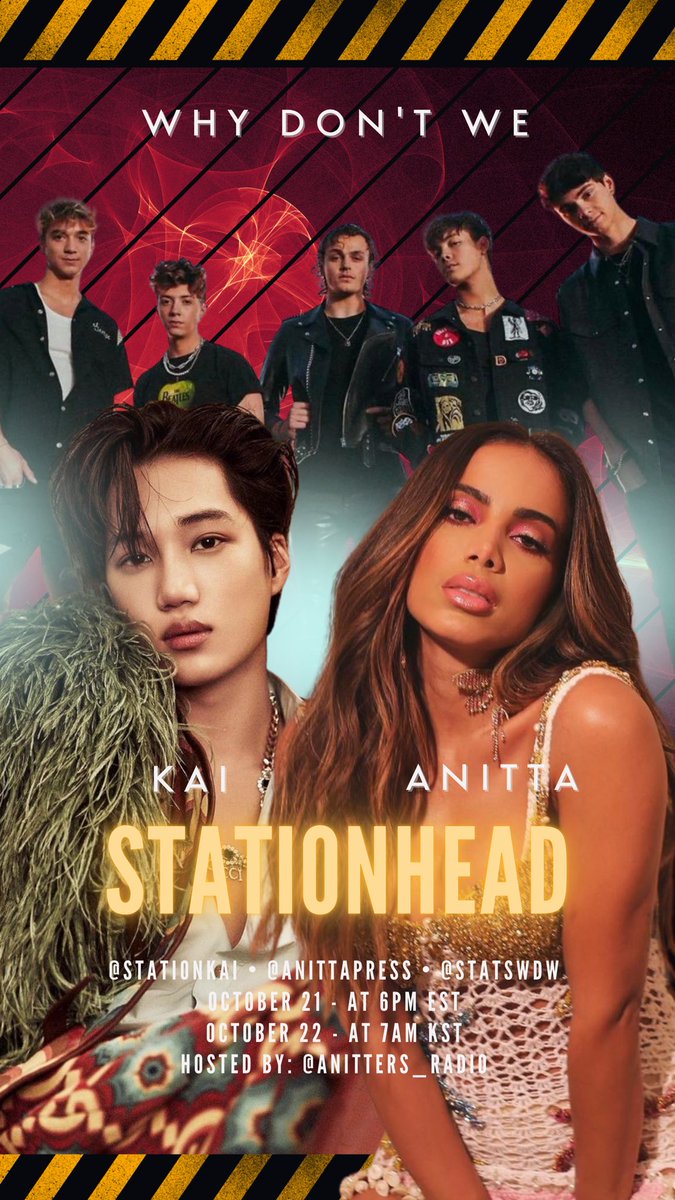 It's a Tri-Stream Party on <a href="/STATIONHEAD/">STATIONHEAD</a>! 

✨Anitta x KAI x Why Don't We ✨

Party with <a href="/AnittaPress/">Anitta Press</a> • <a href="/StationKaiRadio/">KAI RADIO</a> • <a href="/StatsWDW/">Why Don't We Stats 🤍👼 (CLOSED)</a> next week! 

October 21 6PM EST • 7PM BRT
October 22 7AM KST 
Hosted by: @anitters_radio 

See you all!