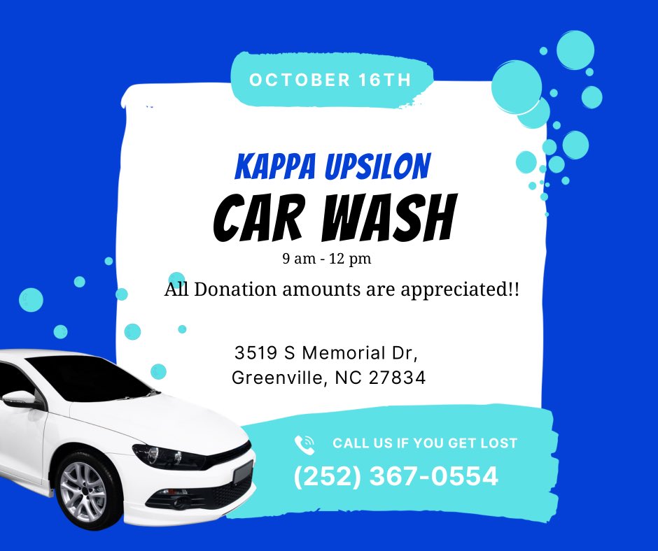 Hello Greenville Community! Are you in need of a carwash? October 16th, Brothers of the fraternity will be hosting a car wash at Midas Auto Repair from 9am to 12pm. Feel free to stop by for a wash and support KY's efforts to raise money for our chapter! Donations are encouraged!