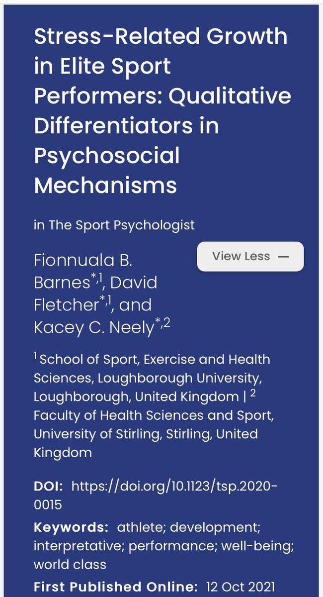 Wonderful to see my first publication out to the world 🧠 Thank you to the fab co-authors for supporting me through the challenging and thoroughly enjoyable process. A time where supporting ourselves and others through growth couldn’t be more relevant! 🌱 journals.humankinetics.com/view/journals/…