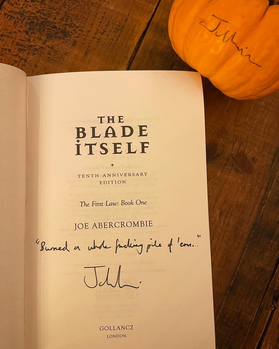 evieengland's tweet photo. @LordGrimdark Such an awesome evening! Say one thing about @LordGrimdark he’s true to his word. Thanks for signing our pumpkin! Thanks @swanseastones for hosting! https://t.co/6foMVWXuCx