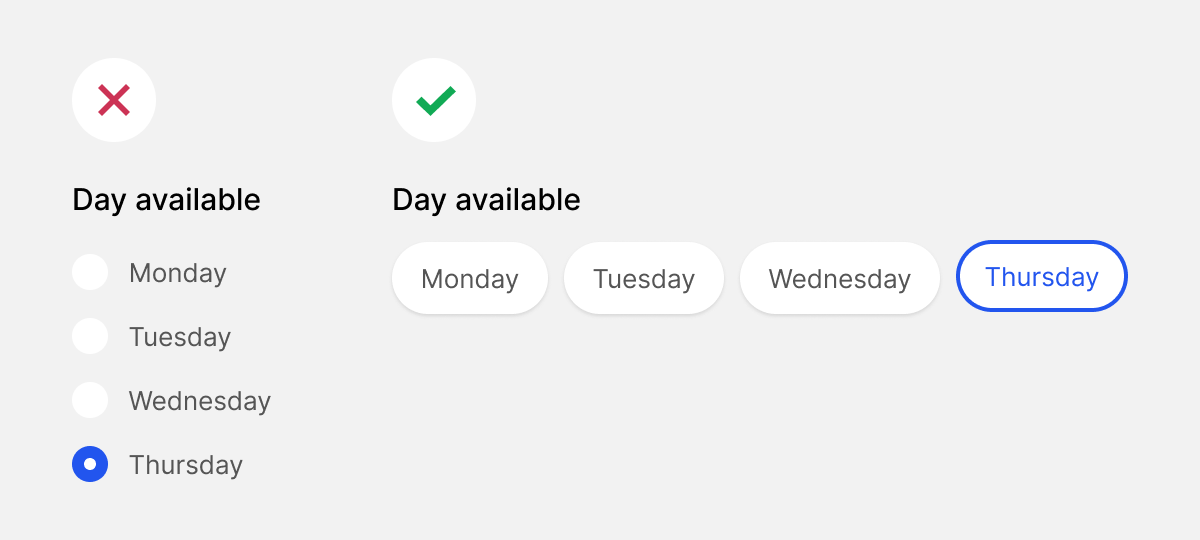 uxmovement's tweet photo. Say goodbye to checkboxes and radio buttons, and hello to Chips — a new and better way to select options on forms. https://t.co/yH8yXvUiBX