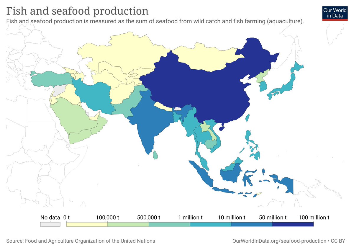 maheshcafe's tweet photo. #Globally share of fish stocks #overexploited – meaning we catch them faster than they can #reproduce - more than #doubled
#Global production of #fish & #seafood #quadrupled; average person now eats almost #TWICE #seafood
https://t.co/y3JwjNNOkw @OurWorldInData @BlCommodities https://t.co/64QOoqvVem