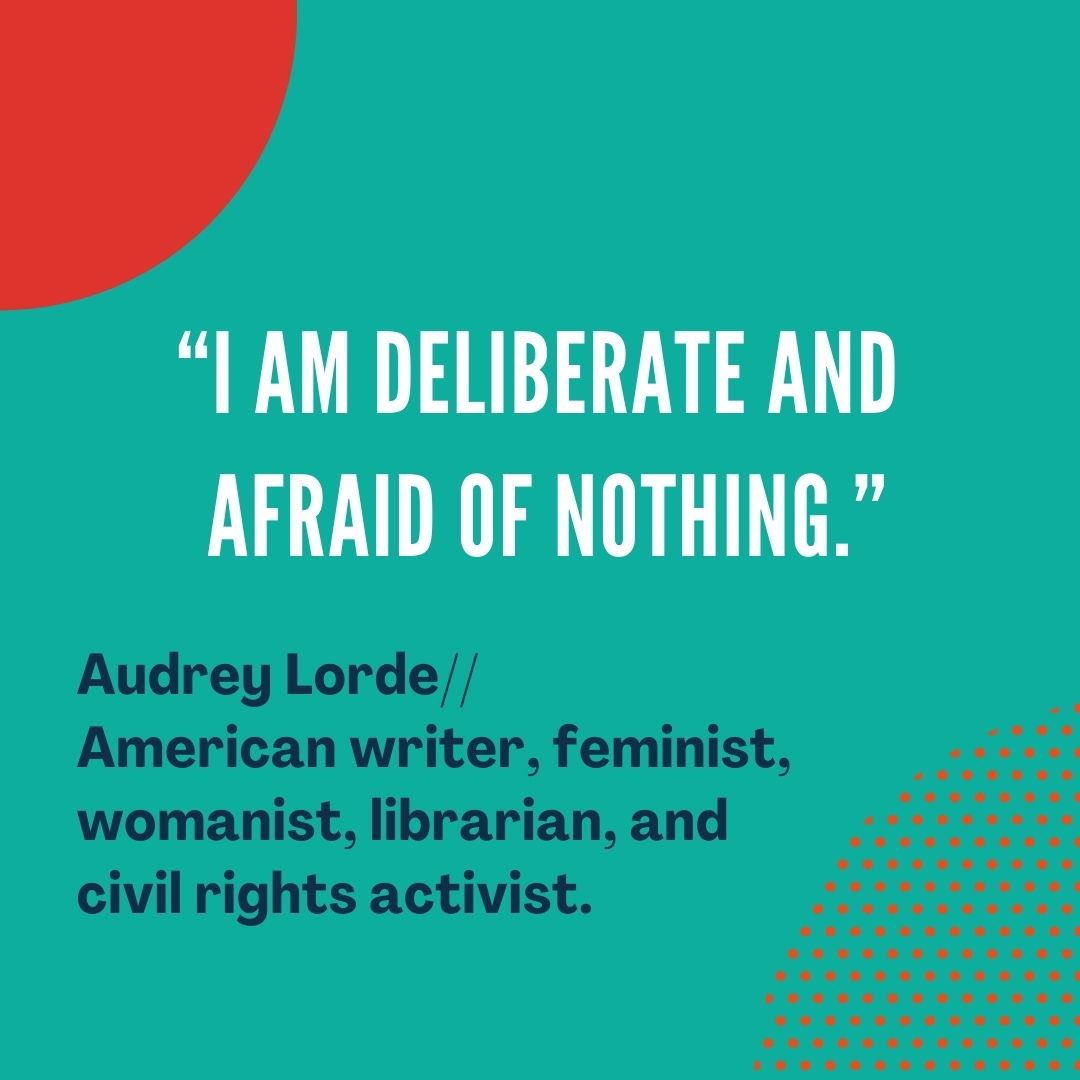 HOLLANDcoPR's tweet photo. We’re learning to be bold, be deliberate, stand up for those that can’t, speak out against injustice, and, even when we have fear, continue pushing forward. Guided by the spirit of the powerful Audrey Lorde, who said, “I am deliberate and afraid of nothing.”
#inspiration #QOTD https://t.co/PGeyWxvOfs