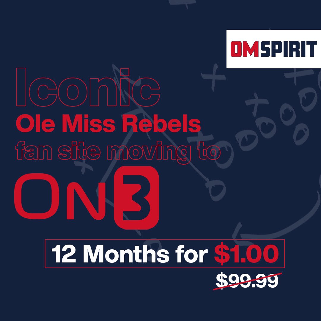 SpiritChuck's tweet image. Exciting time! Join us in our new Ole Miss Spirit venture on On3.  on3.com/teams/ole-miss…