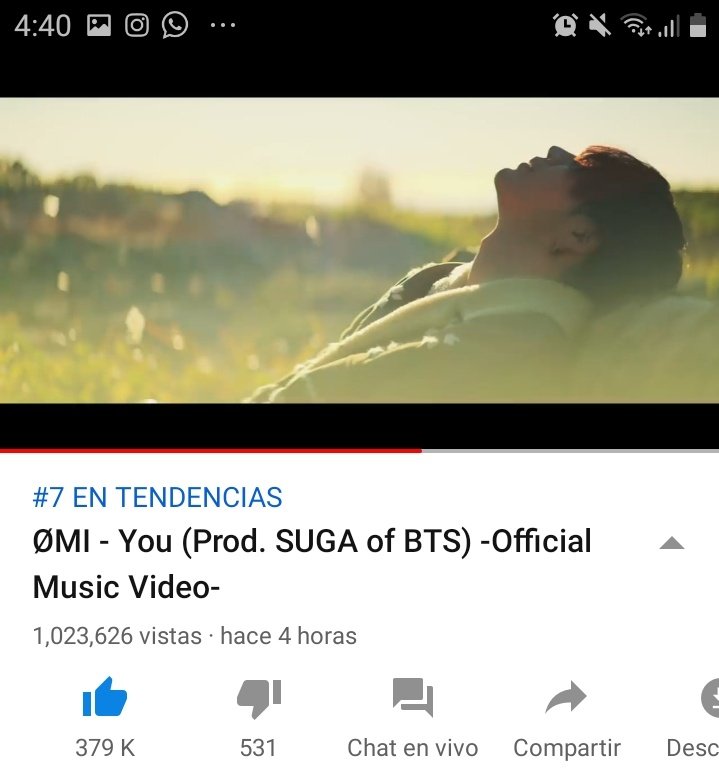 Jiminhaaa's tweet photo. — El MV oficial "You 'by ØMI (Prod. SUGA)" ha superado el 1 MILLÓN de visitas y 376k me gusta en Youtube dentro de las 4.5 horas desde su lanzamiento.
📢 Nos falta 3M para alcanzar la meta que se propuso ARMY ❗

#MinPDisBack #YouOutNow #ØMIxSUGA #SUGA @BTS_twt https://t.co/2iMJCgakvC