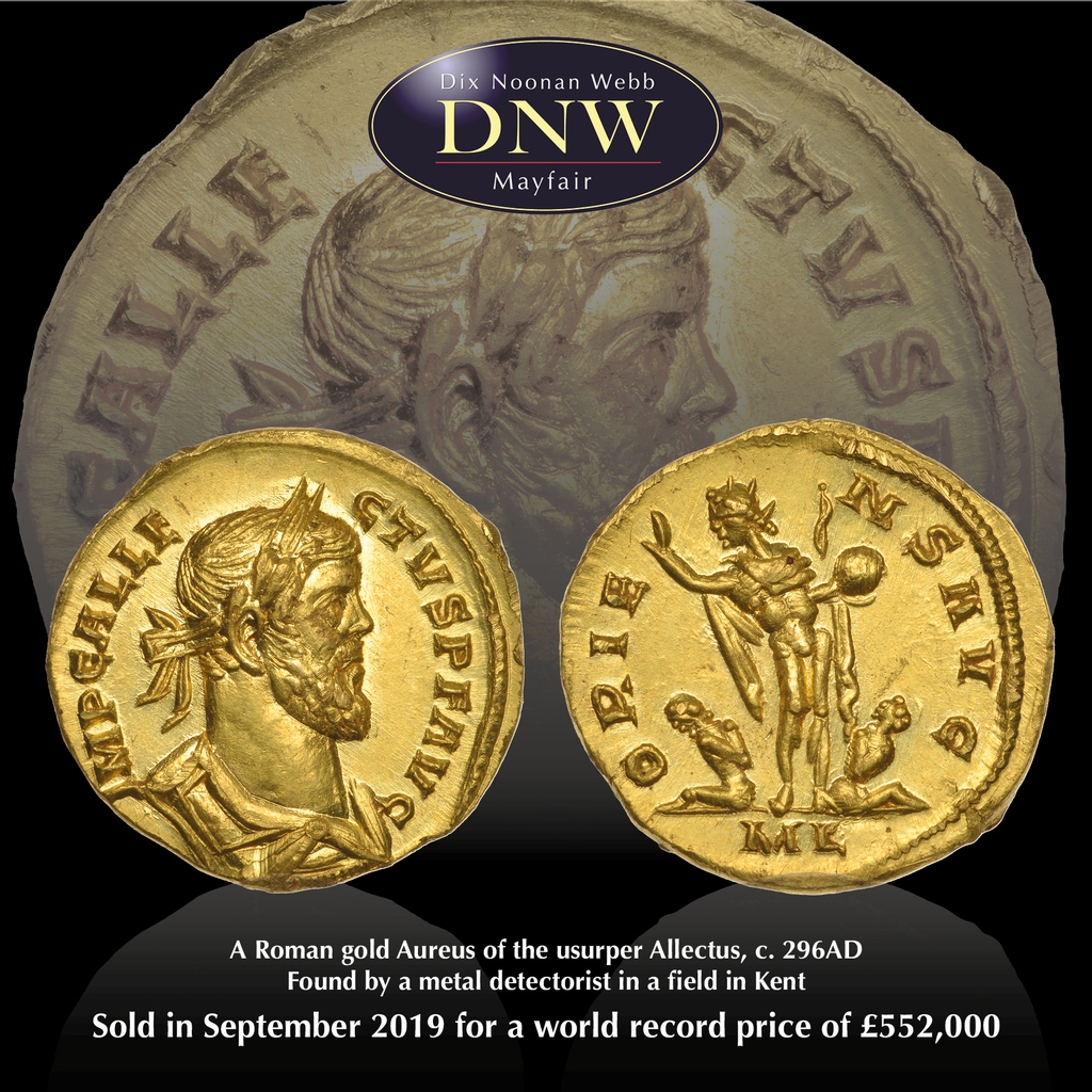 NoonansAuctions's tweet photo. #Sold
Highlights from previous sales.
A #Roman gold #Aureus of #Allectus c. 296AD
Found by a #detectorist in a field in #Kent
Sold for £552,000
#auction #coins #numismatics
https://t.co/BVEjF9OxHC https://t.co/FBxducJUKD
