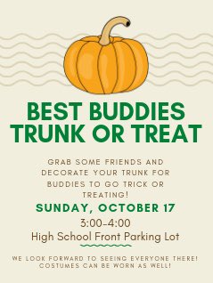 Trunk or treat this Sunday! We’re looking forward to seeing as many people as possible!