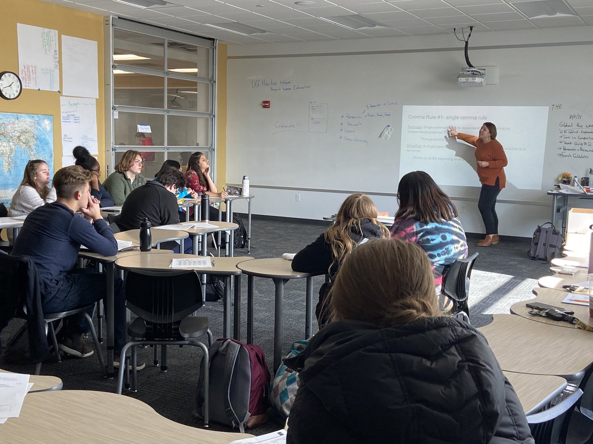 Mrs. Volk, ACT Certified Educator and <a href="/LegacySabers/">Legacy High School</a> English teacher, guides ACT prep for Ms. Yates’s #AVID 3 students. #saberpride #learnbps