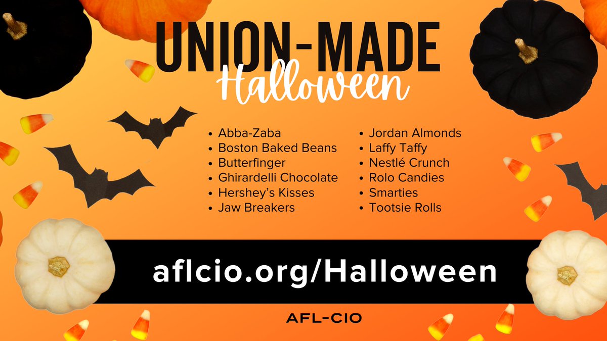 unitehere's tweet photo. October isn't just the month of #Striketober—it's also spOoOoOoky season! Check out the @AFLCIO's list of how you can make sure your Halloween is UNION MADE! https://t.co/NzTNuJq9DB