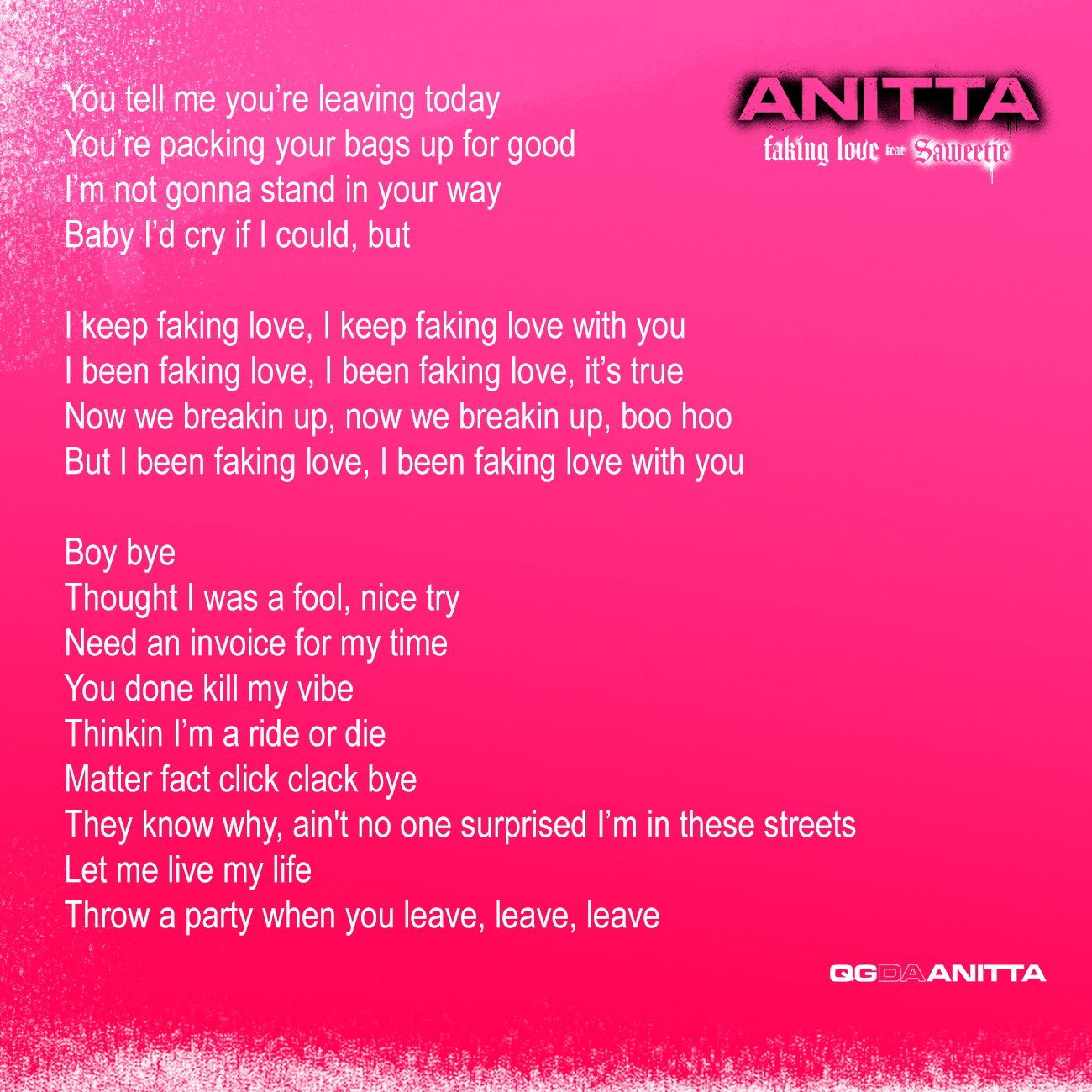 QG da Anitta on X: Confira a letra e a tradução de FAKINGLOVE   / X