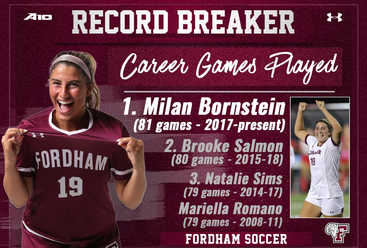 FordhamRams's tweet photo. Congratulations to Milan Bornstein of @FordhamWoSoc - the Rams' new career games played leader! #WeAreRamily https://t.co/w5tVCO2io0