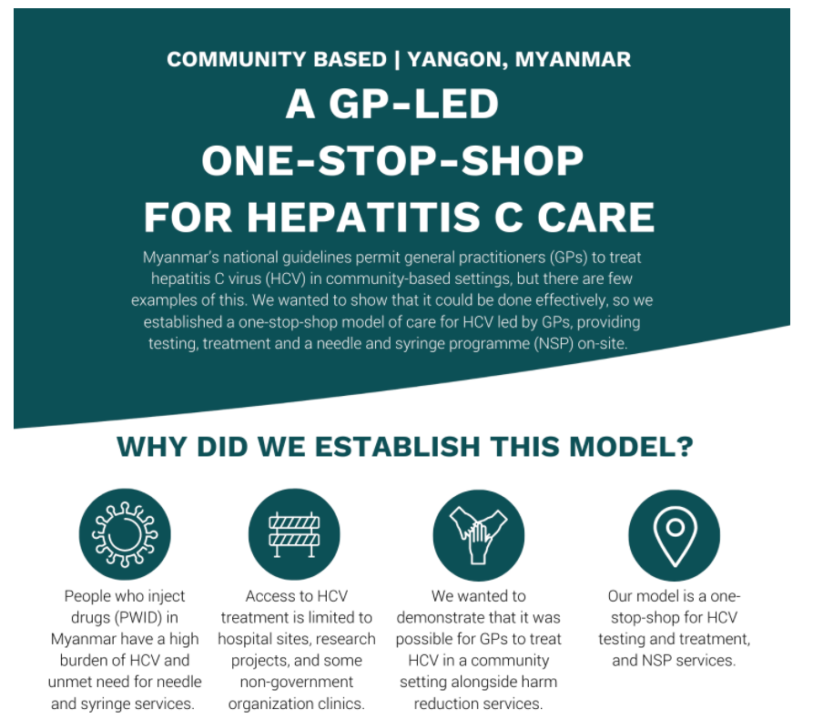 INHepSU's tweet photo. Another winner of our Models of Care competition joined us at #INHSU2021 today. @bridgetdraper shared details of the 'one-stop-shop GP-led #hepatitisC care program in #Myanmar. 

View the infographic here https://t.co/r4rAJzIRKx and re-watch the session on-demand within 24 hours https://t.co/hO3TBncE4B