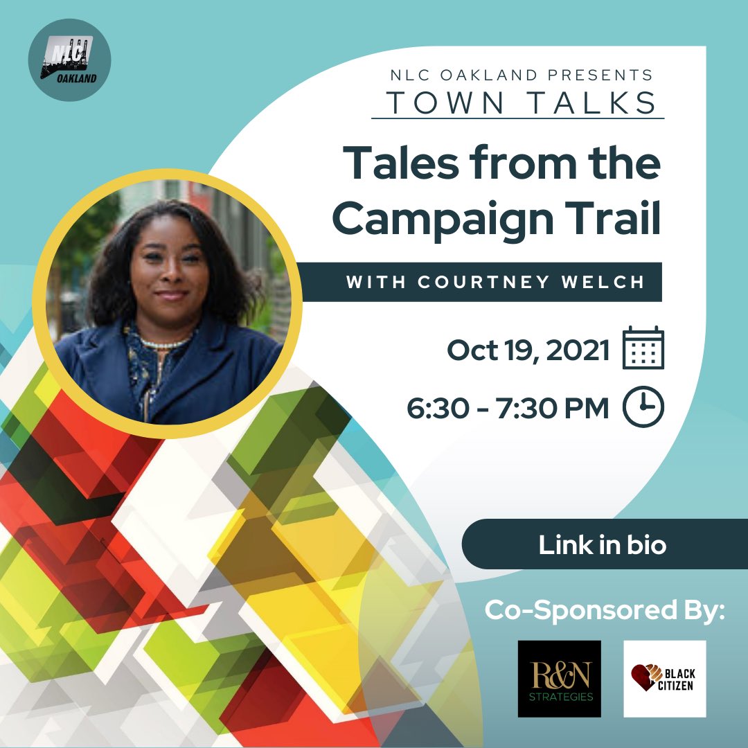 NLC_Oakland's tweet photo. On Oct. 19th for the 1st of our Town Talk series, “Tales from the Campaign Trail” with NLC Alum @cw4emeryville 

Town Talk will feature engaging conversations w/ NLC alumni who are non-traditional leaders in the Bay Area. This 1st Talk is moderated by NLC Alum @RodneyKendell1 https://t.co/6jcklr4pYt