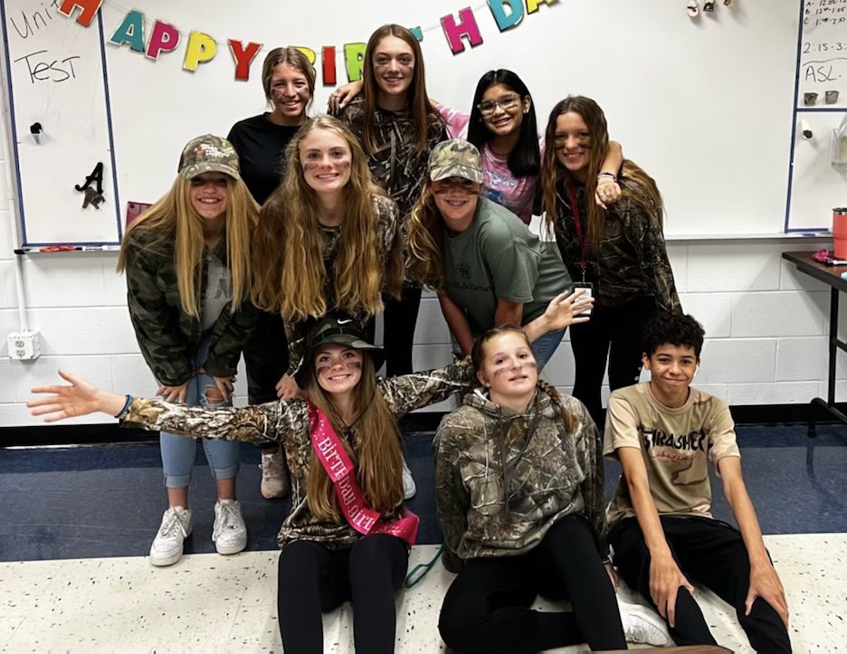 WimberleyHS's tweet photo. Students weren’t too hard to spot today in camouflage.  Happy Homecoming Week,  2021! https://t.co/77DOKzxR8G