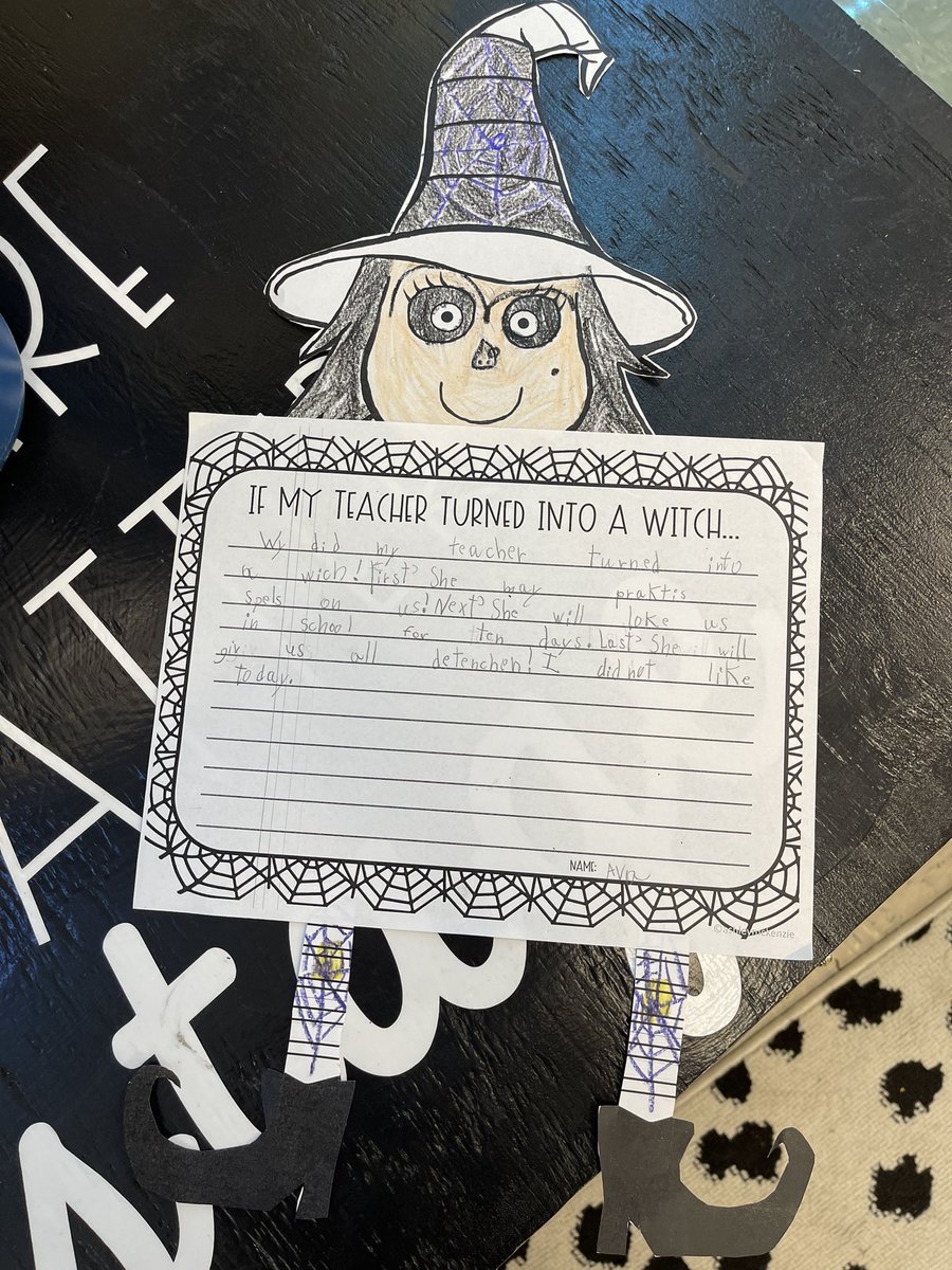 Practicing our writing skills while getting spooky! 🕸🕷🧙🏻‍♀️ What would happen if our teacher turned into a witch for the day?